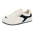 thumbnail image 5 of Womens Fashion Sneakers Breathable Mesh Suede Trendy Color Block Tennis Shoes Lace up Nonslip Round Toe Walking Shoes White Size 6, 5 of 5