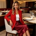 thumbnail image 2 of Women's Blazer Long-Sleeve Spring Jacket Office Business Work Jacket(3XL,Red), 2 of 5