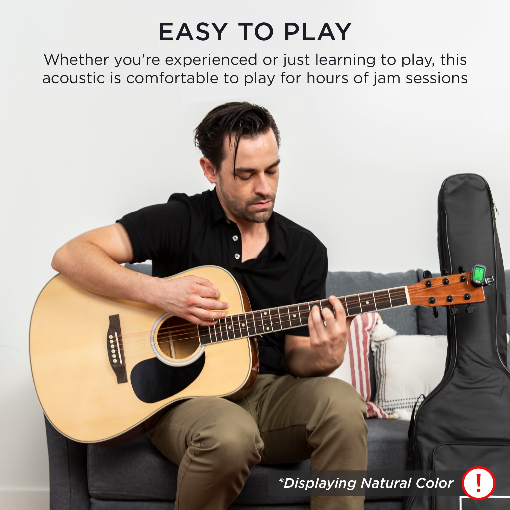 Best Choice Products 41in Full Size All-Wood Acoustic Guitar Starter Kit w/Gig Bag, E-Tuner, Pick, Strap, Rag - Blue
