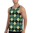 thumbnail image 2 of Picia Green Squares Printed Men’s Performance Tank, Men's Workout Tank Top Moisture-Wicking Tank Top Muscle tee, Breathable Workout Shirt-XX-Large, 2 of 7