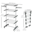 thumbnail image 3 of HOMCOM 4-Tier Clothes Drying Rack w/ Side Wings Wheels for Indoor Outdoor, 3 of 10