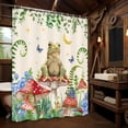 thumbnail image 2 of Mushroom Shower Curtain, Boho Moon Stars Aesthetic Floral Shower Curtains, Funny Frog Cottagecore Decor Kids Children Bathroom Accessories Set with Hooks, 72X72in, 2 of 5