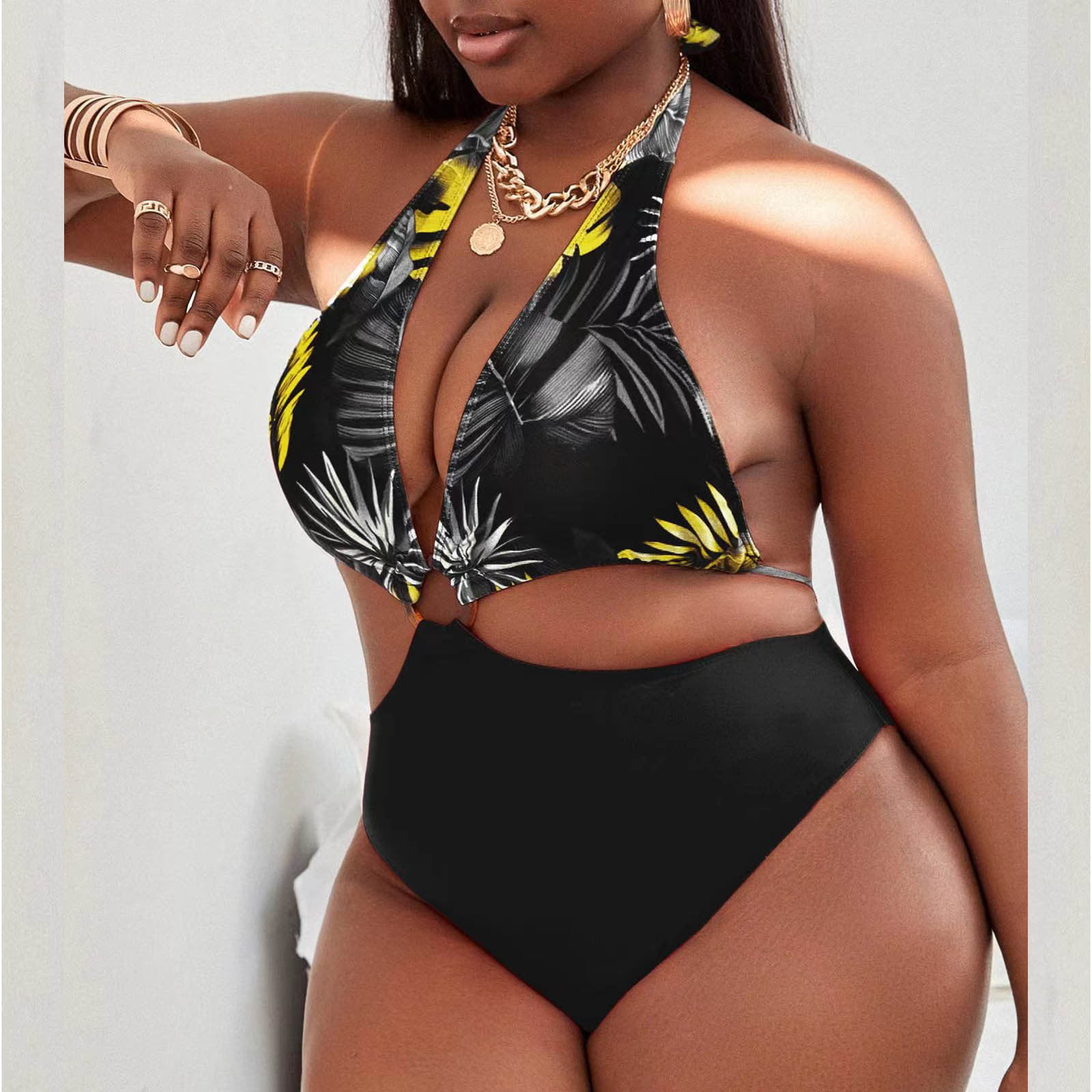 Lopecy-Sta Women's Printed Sleeveless Sexy Siamese Tight Swimsuit Swimsuit  Women Sales Clearance Swimsuits for Curvy Women Black 