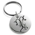 thumbnail image 1 of Stainless Steel Letter T Initial Floral Monogram Engraved Small Medallion Circle Charm Keychain Keyring, 1 of 1