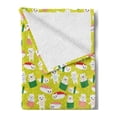 thumbnail image 2 of Kitten Soft Flannel Fleece Throw Blanket, Sushi Cat Japanese Neko Wrap Tasty World Cuisine Cartoon, Cozy Plush for Indoor and Outdoor Use, 60" x 80", Yellow Green Multicolor, by Ambesonne, 2 of 5