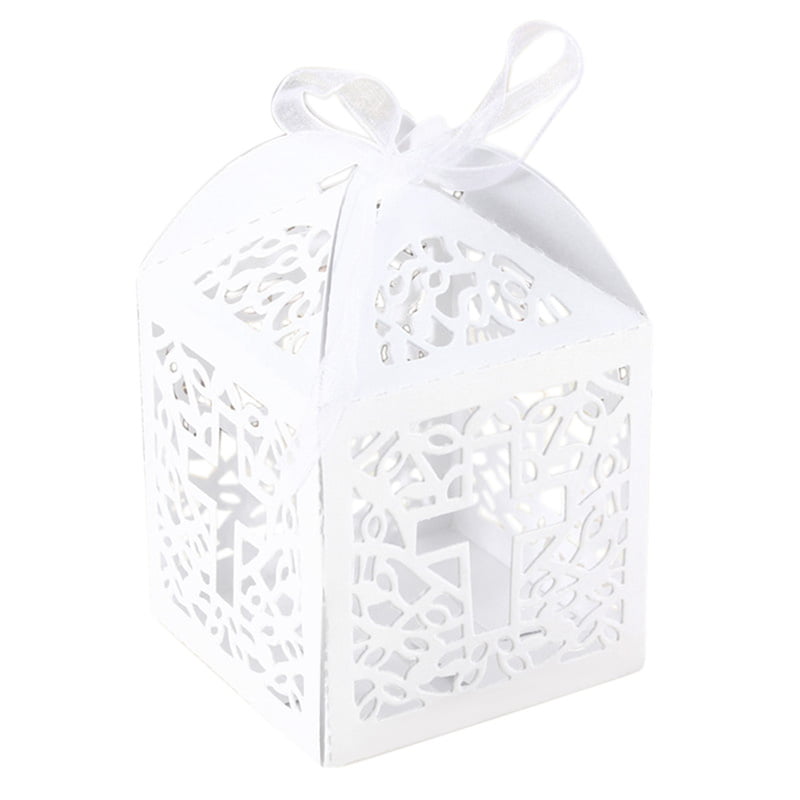 10/50/100 Love & Bird Laser Cut Candy Gift Boxes With Ribbon Wedding Favor Party 