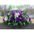 thumbnail image 2 of Sympathy Silks Artificial Cemetery Flowers 30" Lavender Amaryllis Purple Rose cemetery saddle, 2 of 9