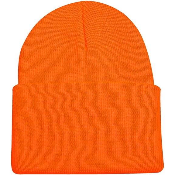Outdoor Cap Beanie Knit Watch Cap - Blaze Orange with Cuff