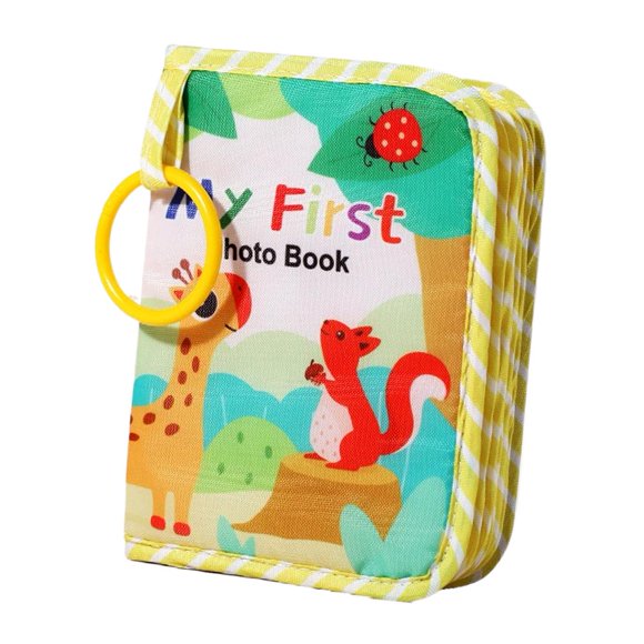 Album Photo de Marque Générique pour Bébés, Design Dinosaure en Tissu Doux pour Garçons et Filles, Livre de Souvenirs de Développement Précoce avec Miroir, Stimulation Multisensorielle