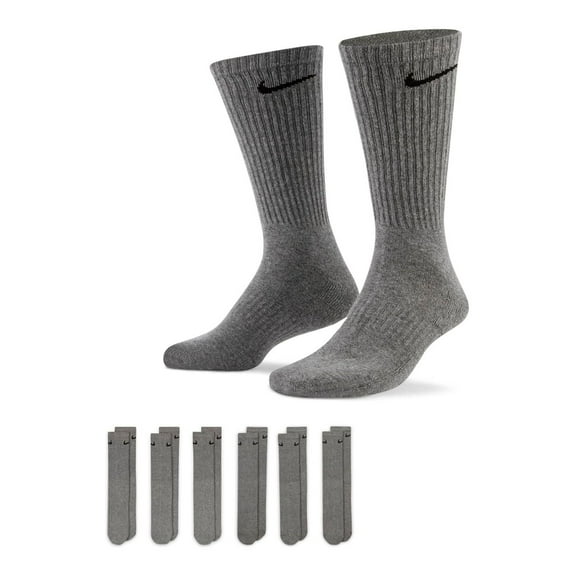 Men's Nike 6-Pack Everyday Cushioned Crew Training Socks Color: Gray Size: 6-8