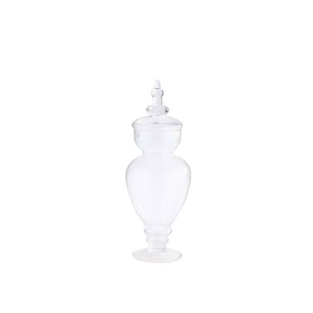 15" Clear Hand Blown Glass Jar with Finial Lid