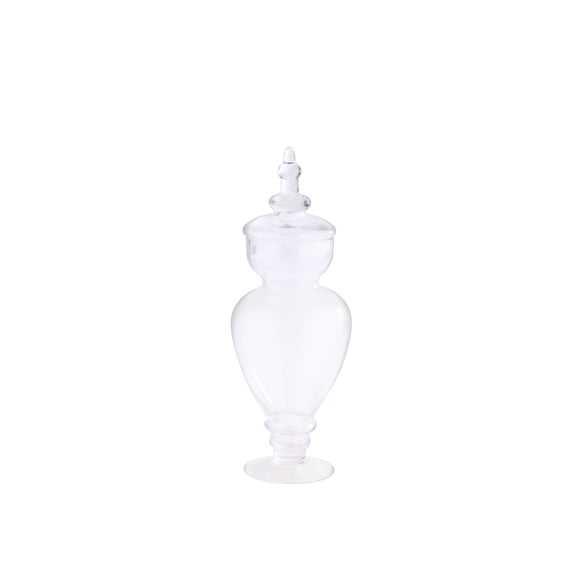 CC Home Furnishings 15" Clear Hand Blown Glass Jar with Finial Lid