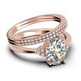 thumbnail image 2 of Dazzling Minimalist 2.50 Carat Oval Cut Diamond Moissanite Engagement Ring, Wedding Ring, Two Matching Band in Silver With 18k Rose Gold Plating Gift For Loveria, Promise Ring, 2 of 4