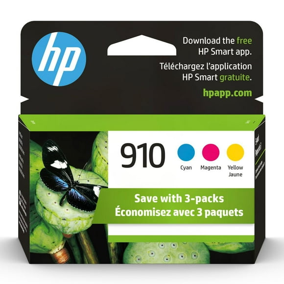 HP 910 3-pack Cyan/Magenta/Yellow Original Ink Cartridges