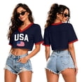 thumbnail image 2 of Soccer Cup 2026 Jersey Crop Tops American Soccer with V Neck Short Sleeves Featuring Breathable Fabric for Game Day Parties Tailgating Events Beach Outings Summer Festivals Navy S, 2 of 5
