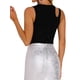 thumbnail image 3 of INSPIRAR CHIC Mono sin mangas de mujer con cuello redondo, hombros descubiertos, dorado, brillante y acanalado, talla XS, negro, 3 of 6
