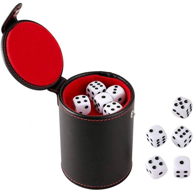 Juego de dados con 10 dados, dados profesionales de cuero sintético con tapa para jugar, Yahtzee, casino, Farkle