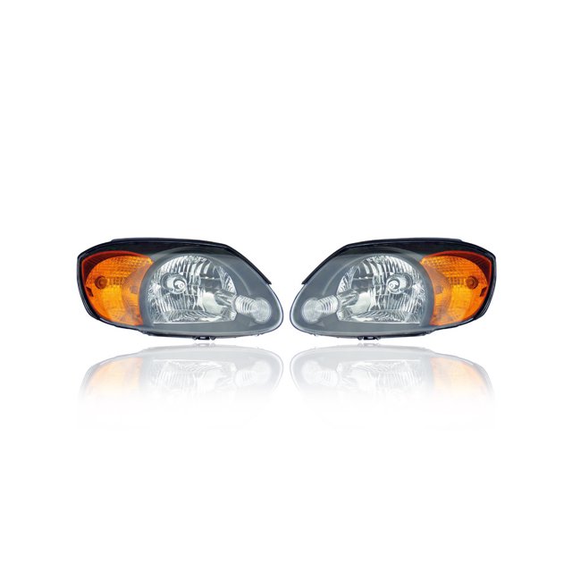 Headlight Assembly - Compatible/Replacement for '03-05 Hyundai Accent Sedan, 03-06 Hatchback - Halogen - Pair, Left Driver + Right Passenger Set - 9210225550, 9210125550