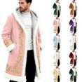 thumbnail image 3 of Christmas Men's Santa Trench Coat Trendy Plush Coats Long Peacoats Xmas Long Hooded Cardigans Light Pink M, 3 of 6