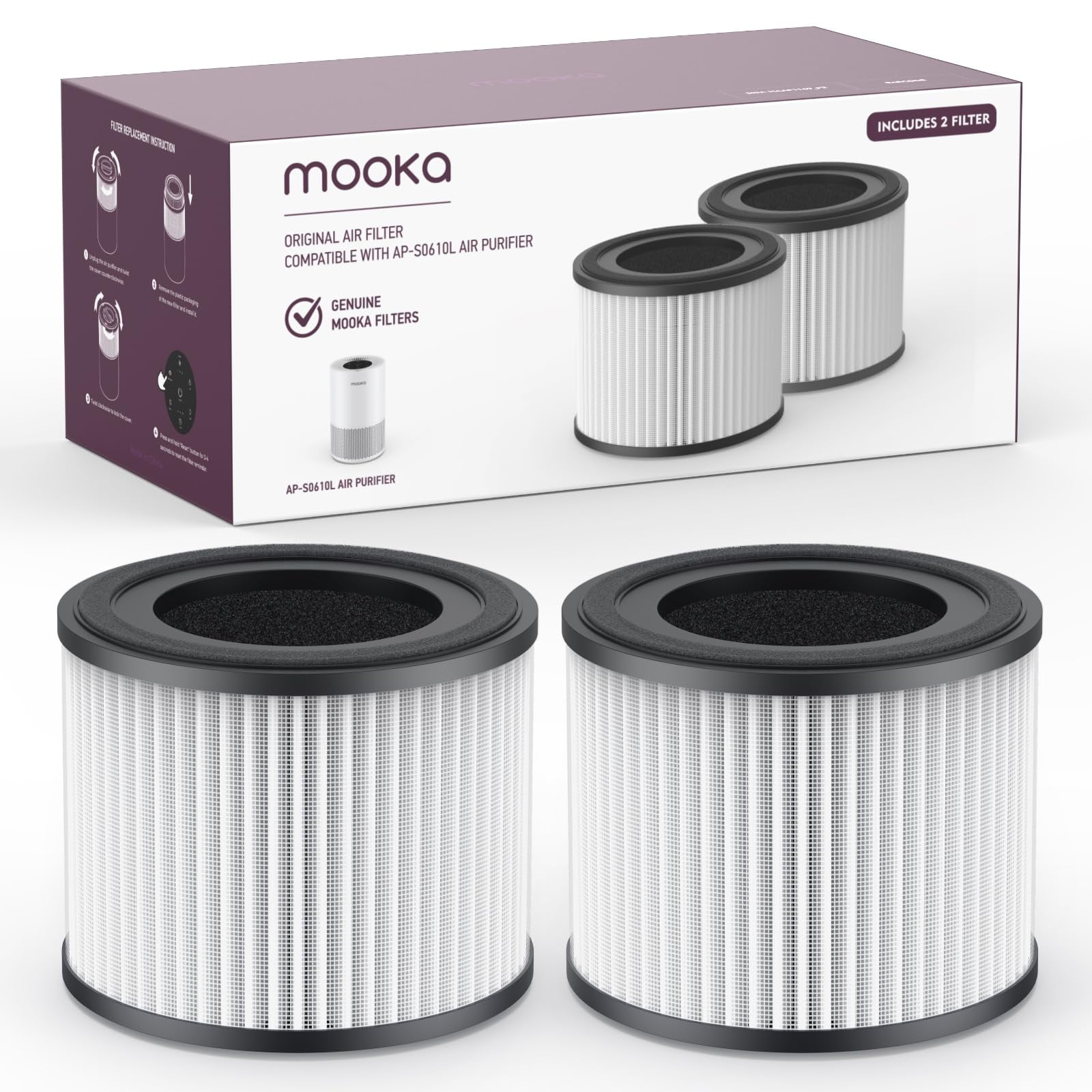 AP-S0610L Replacement Filter, Compatible with MOOKA AP-S0610L Air Purifier, 3-IN-1