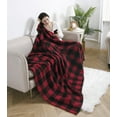 thumbnail image 2 of ELLE Home Red, Black Plaid Flannel Throw, 70" x 50", 2 of 6