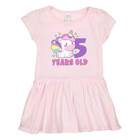 

Inktastic 5 Years Old with Cute Unicorn Birthday Gift Toddler Girl Dress