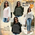 thumbnail image 6 of Women Sweaters 3/4 Sleeve Striped Printed Oversized Sweaters Casual Crewneck Lightweight Knit Tops Size XL, 6 of 9