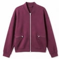 thumbnail image 5 of Falkdiz Womens Long Sleeve Shirts Loose Plain Zip Up Pockets Outdoor Gifts Crew Neck Travel Coat for Women Winter, 5 of 6