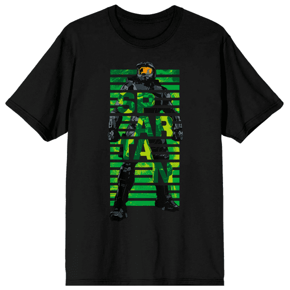 Halo Franchise Spartan Digi Pop Art Crew Neck Short Sleeve Women's Black T-shirt-XXL