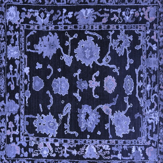 Ahgly Company Machine Washable Indoor Square Oriental Blue Traditional Area Rugs, 5' Square