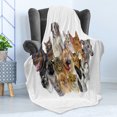 thumbnail image 4 of Pet Lover Soft Flannel Fleece Throw Blanket, Portrayal Group of Vibrant Shaded Pets Cats and Dogs Australian Shepherd, Cozy Plush for Indoor and Outdoor Use, 70" x 90", Multicolor, by Ambesonne, 4 of 5