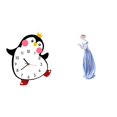 thumbnail image 1 of Reloj de pared de madera con diseño de pingüino y figura de niña de cerámica para dormitorio, estante, escritorio, decoración del hogar, estilo nórdic, 1 of 8
