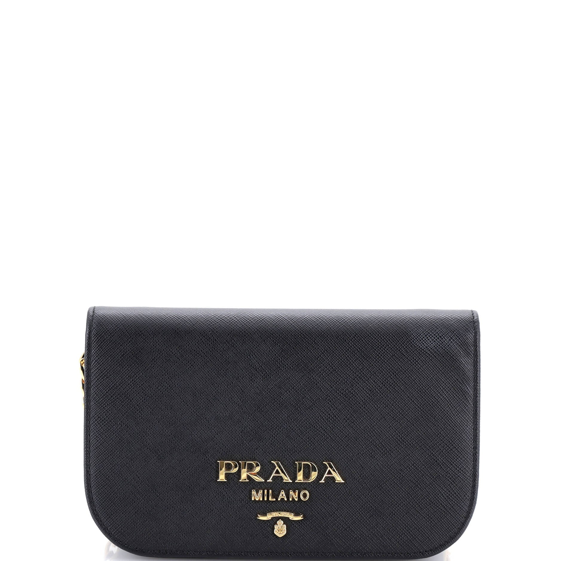 Pre-Owned Prada Prada Convertible Flap Clutch Saffiano Leather Small By Rebag