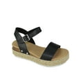 thumbnail image 1 of Soda Women Wedge Sandals Open Toe Ankle Strap Flatform Espadrilles Trim Platform clip-S Black 8, 1 of 3
