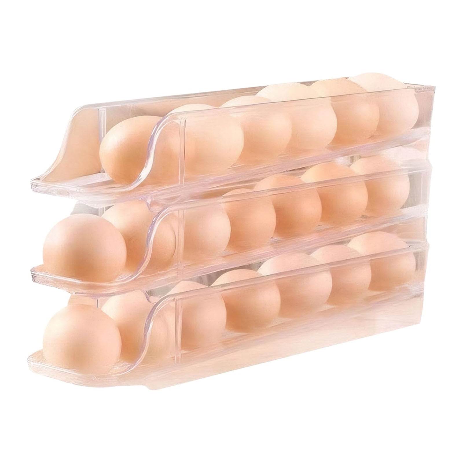 Refrigerator Egg Rack 2/3 Layer Egg Tray Stackable Egg Dispenser Automatic Rolling Transparent Plastic Refrigerator Egg Storage Box And Covered Storage Box Refrigerator Egg Stor High-quality