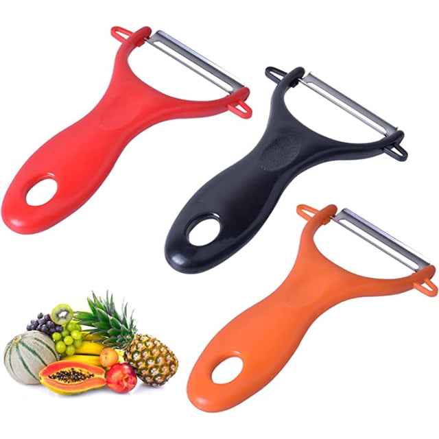 Juego de 3 peladores de cuchillas de metal pelador de verduras pelador de frutas material saludable que no oxida ni oxida los alimentos para verduras zanahorias frutas JM