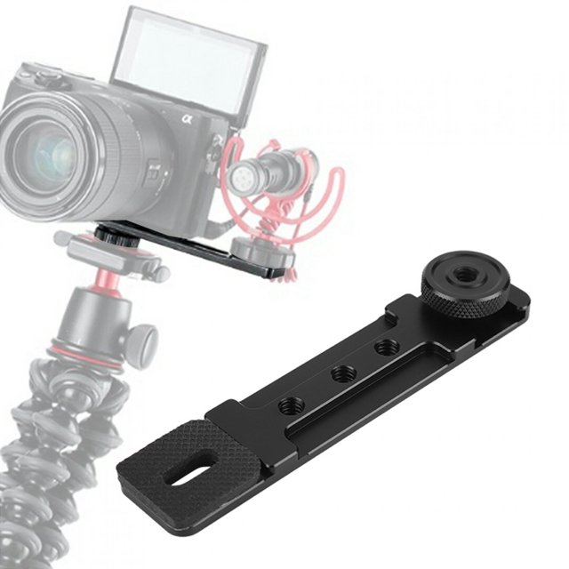 Keenso Dual Mount Cold Shoe Plate Extension Mount Bracket Bracket Tripod Hot Shoe
