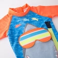 thumbnail image 7 of Tfken Summer Swimwear For Boys Shark Print Long Sleeve Crew Neck Zipper One-Piece Swimsuit With Hat Set Trendy Beach Swimming Children Soft Bathing Suit Orange Size 2-3 Years, 7 of 7