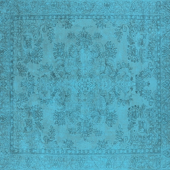 Ahgly Company Indoor Square Oriental Light Blue Industrial Area Rugs, 8' Square
