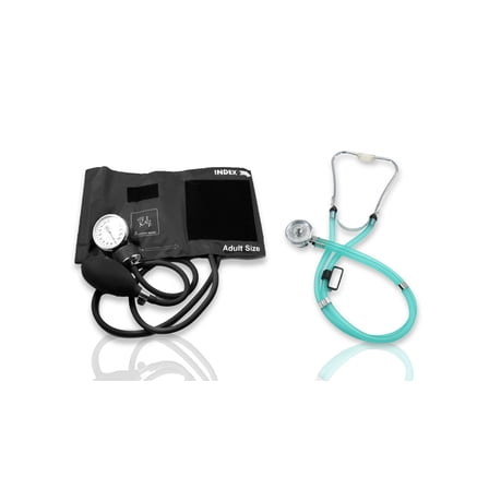 EMI Clear Sea Frost Sprague Dual Head Rappaport Stethoscope and Black Blood Pressure Kit - M#340