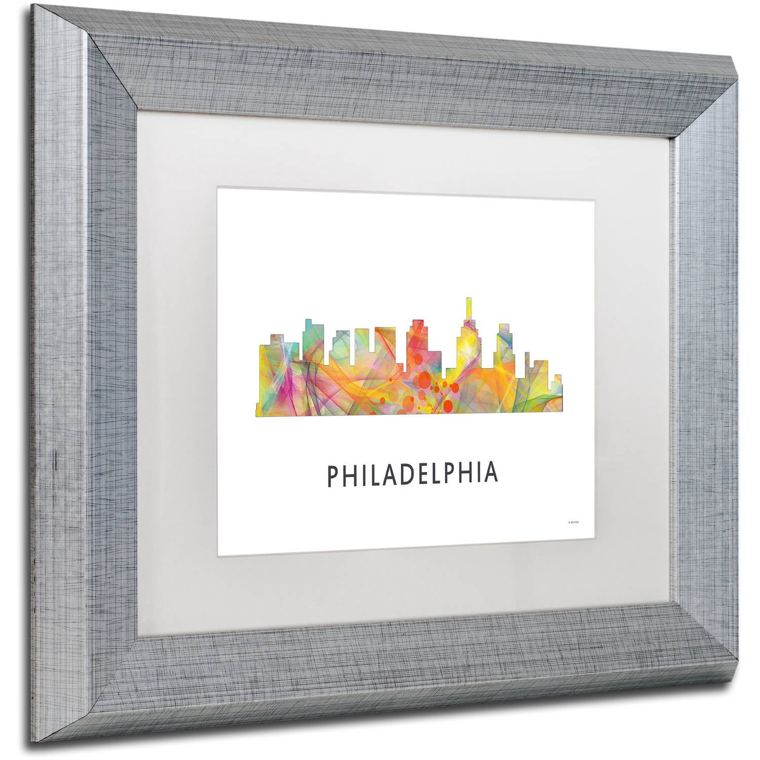 Trademark Fine Art 'Philadelphia Skyline WB-1' Canvas Art by Marlene Watson, White Matte, Silver Frame