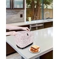 thumbnail image 4 of Pink Flower Toaster Cover 4 Slice, Vintage Farmhouse Boho Leaf Spring Solid Dustproof Bread Machine Oven Cover with Storage Pockets, Fits Most Kitchen Toasters Protector, 4 of 5