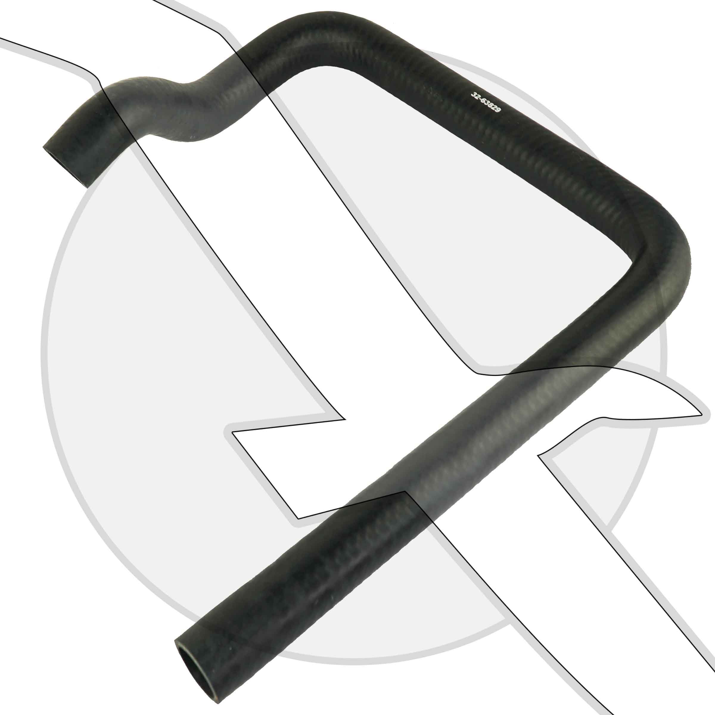 7.4L 454 Mercruiser Oil Cooler Molded Water Hose 3263829