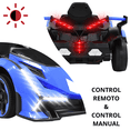 thumbnail image 2 of Montable Eléctrico para Niños Deportivo Lambo Luces Sonido Control Remoto Bluetooth Batería 12v - Azul, 2 of 8