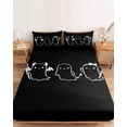 thumbnail image 2 of Full Size Fitted Sheet Set - Black Halloween 3 Piece Bedding Sets 16" Deep Pocket Fitted Sheet with 2 Pillowcases, Funny Ghost Cute Cartoon Spooky Brushed Microfiber Hotel Luxury Bed Sheets, 2 of 9
