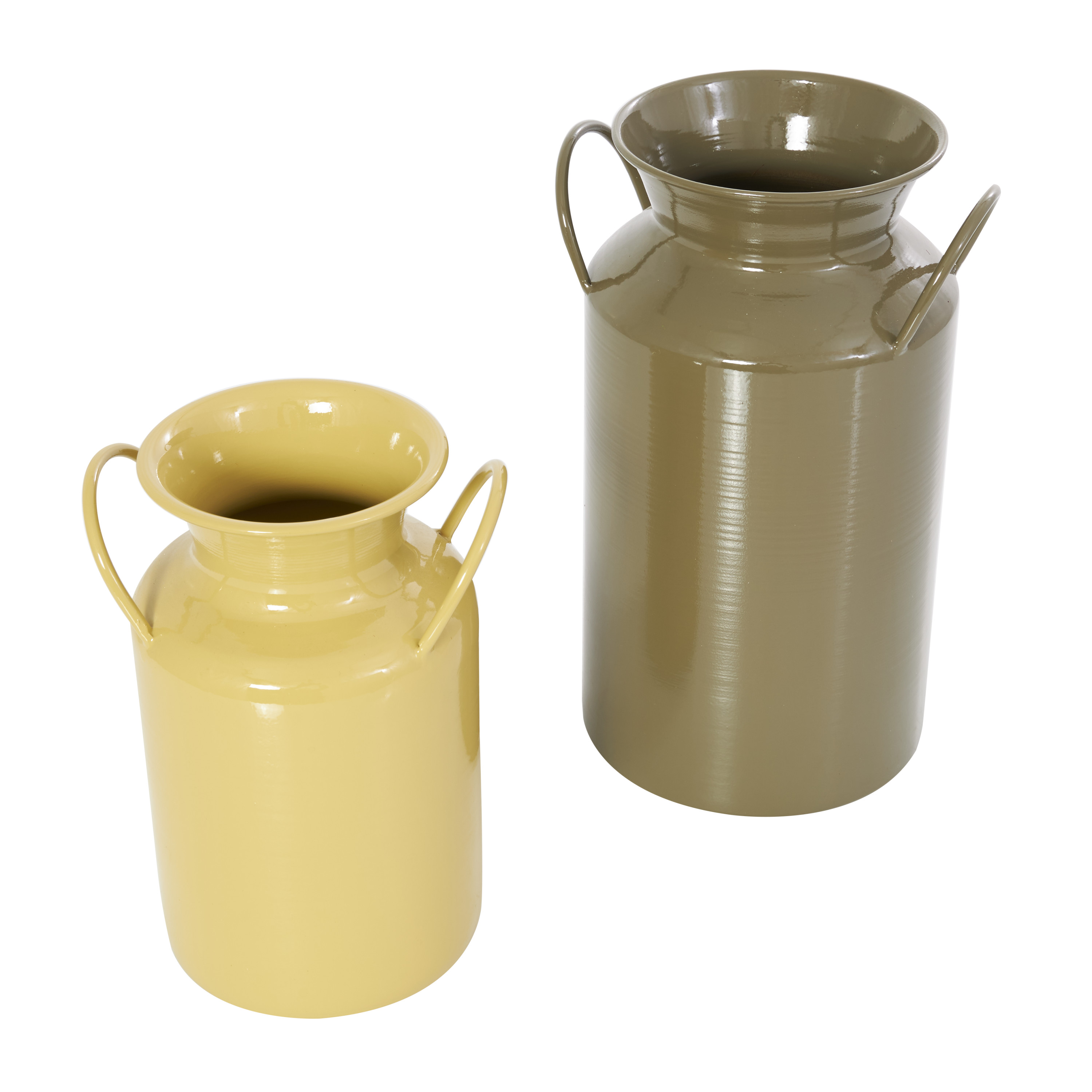 DecMode 8", 8"H Jug Multi Colored Metal Vase with Handles, Set of 2