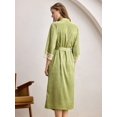 thumbnail image 3 of Womens Green Satin-Like Jacquard Robe With Lace Trim And Tie Waist, 3 of 7