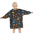thumbnail image 3 of DarkBlue Dinosaurs Pattern Blanket Hoodies for Kids 6-13YR Oversize Wearable Blanket Hoodies for Boys Girls Teens, 3 of 7