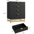 thumbnail image 2 of Homhougo 4-Drawer Black Dresser, Wooden Chest with Gold Handles, 2 of 6