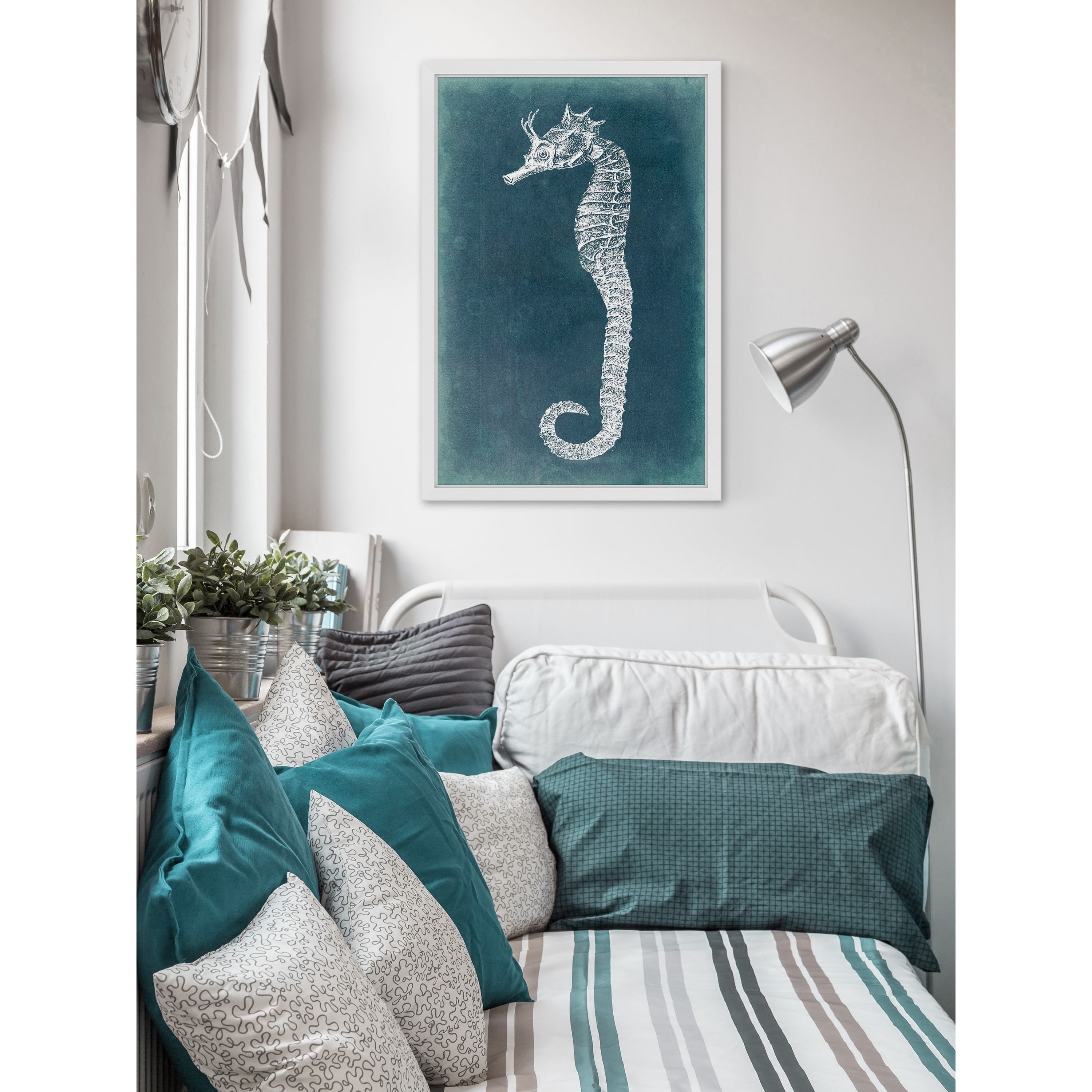 "Azure Seahorse I" Framed Painting Print